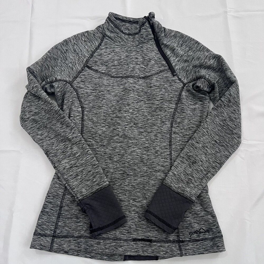 Eddie Bauer Womens Gray Long Sleeve Quarter Zip Pullover Sports Sweater Small